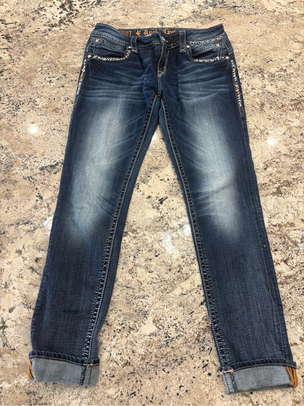 Rock Revival Women's skinny Cut Jeans in Dark Blue Wash